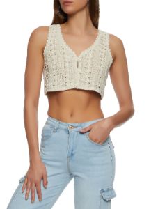 Crochet Button Front Sweater Vest sold by Rainbow