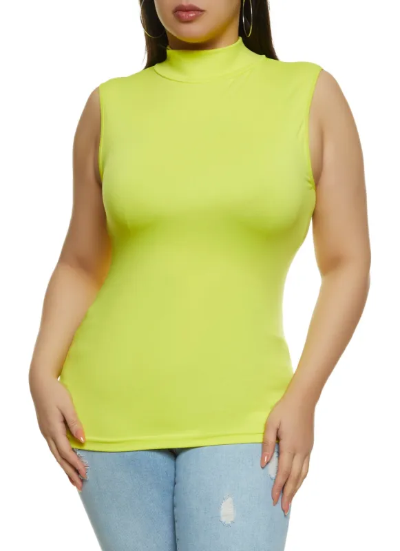 Plus Size Seamless Mock Neck Sleeveless Top sold by Rainbow