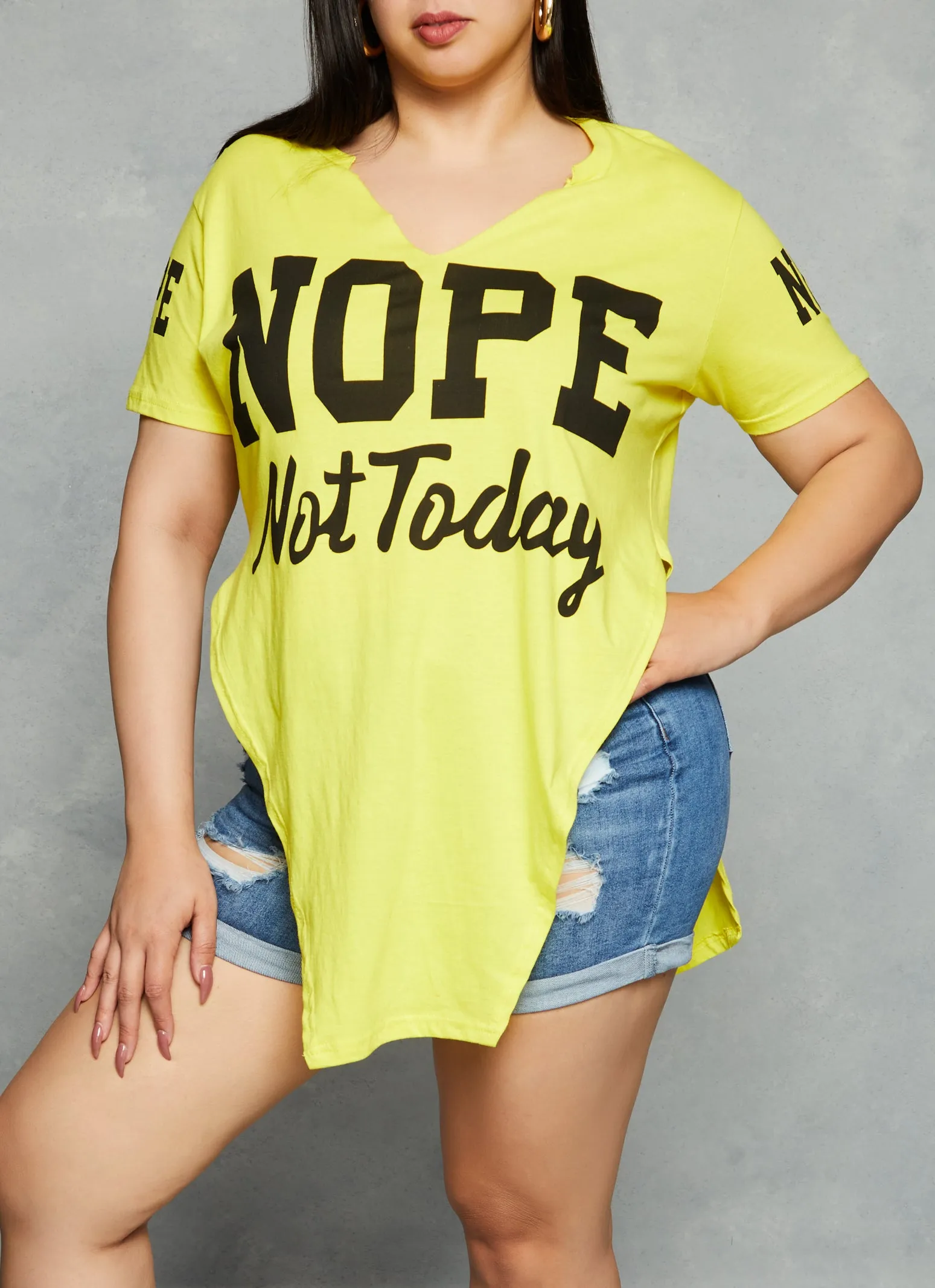 Plus Size Nope Not Today Notch Neck Tee sold by Rainbow product image thumbnail 2