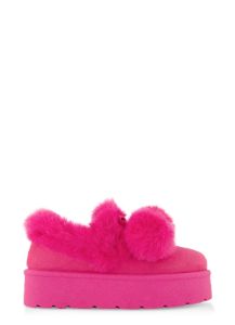 Platform Faux Fur Pom Pom Boots sold by Rainbow
