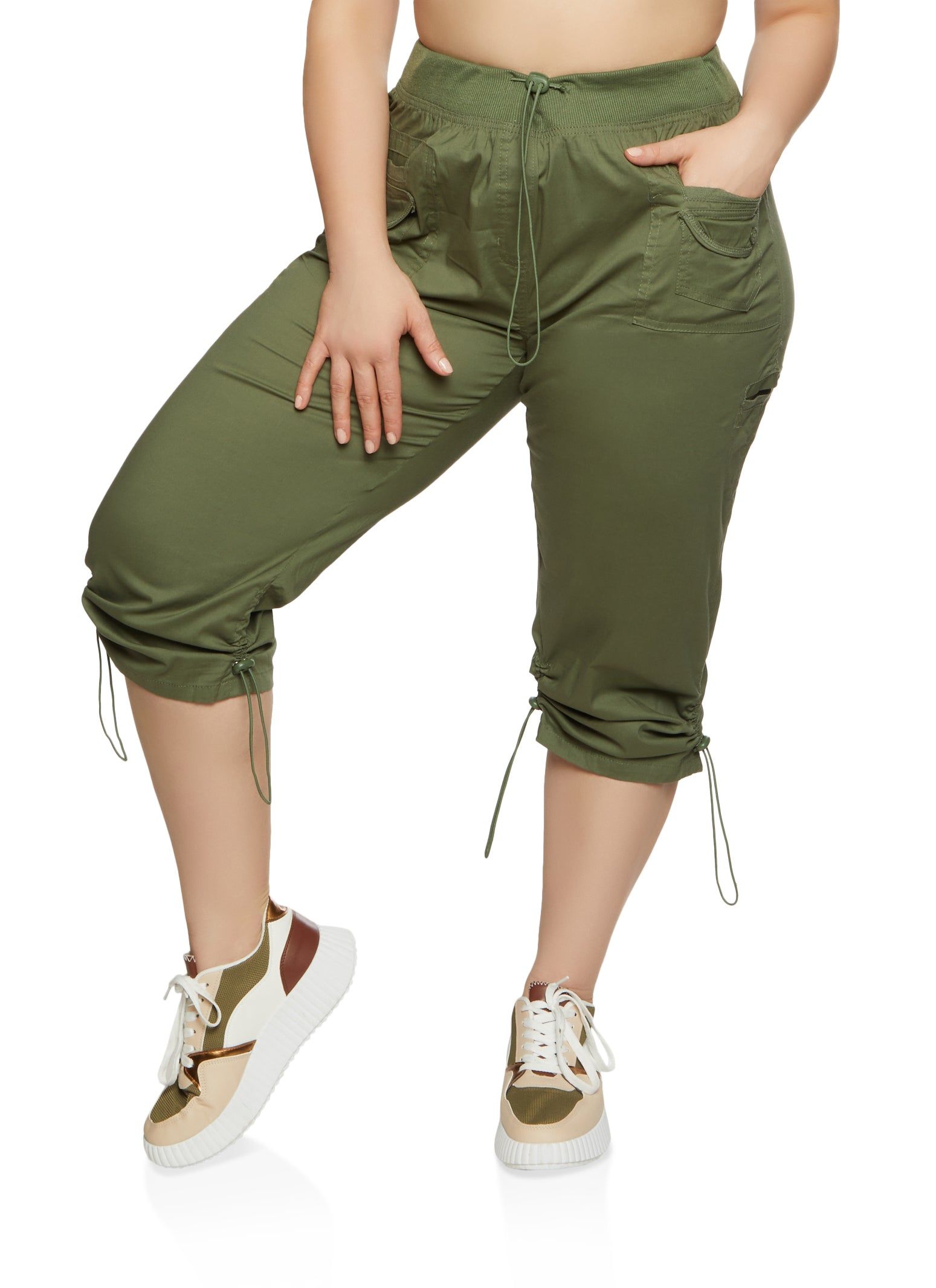 Plus Size Toggle Drawstring Capri Pants sold by Rainbow