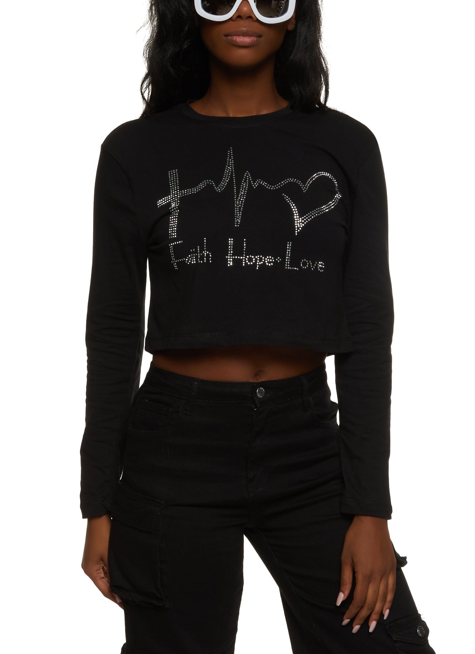 Faith Hope Love Rhinestone Graphic Tee sold by Rainbow