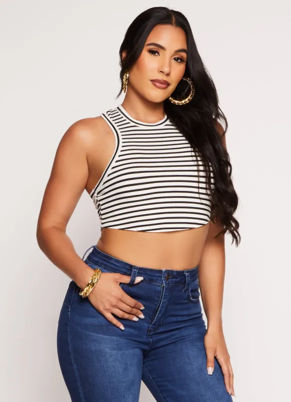 Stripe Racerback Crop Tank Top sold by Rainbow