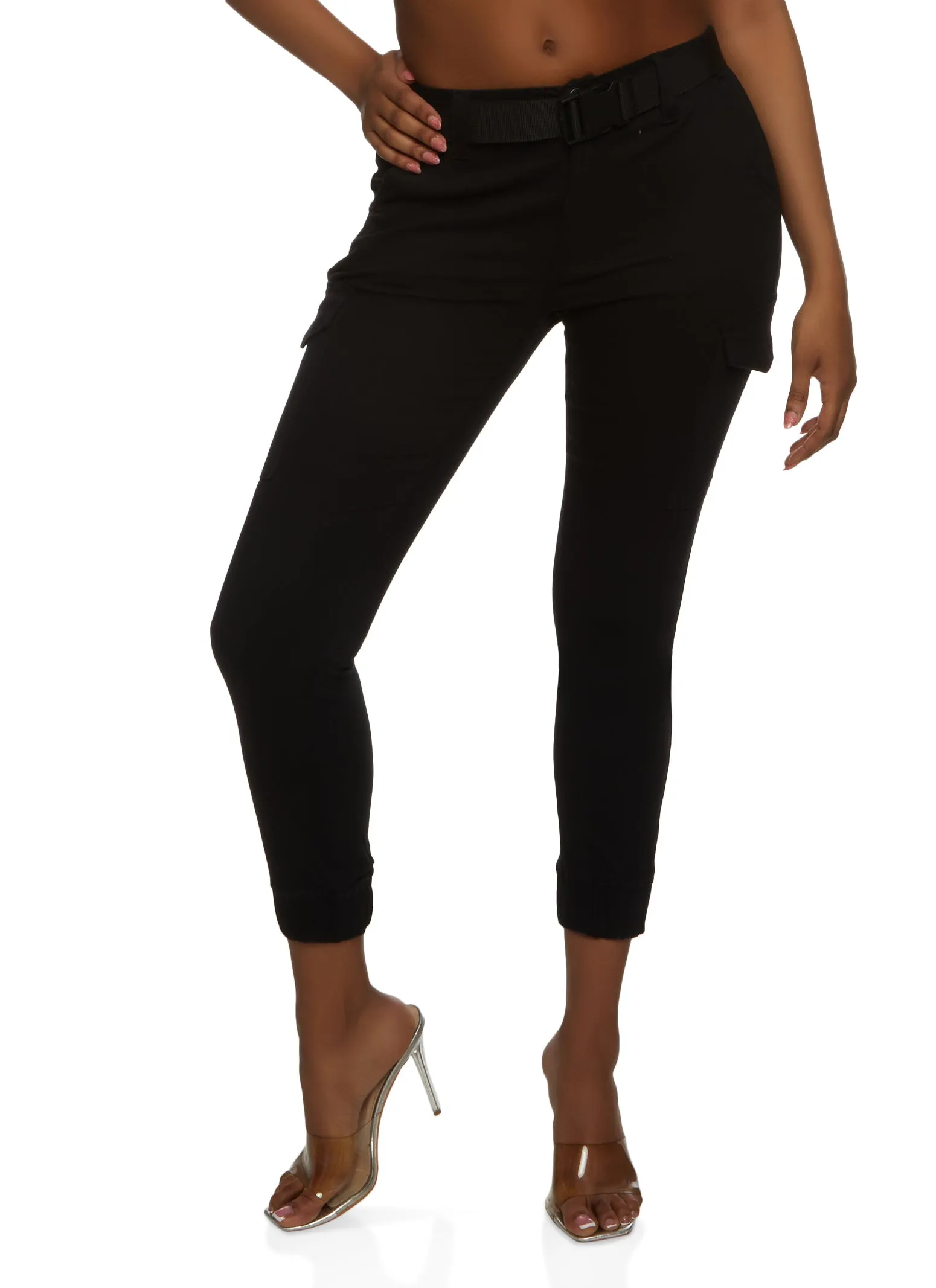 Almost Famous Belted Cropped Cargo Pants sold by Rainbow