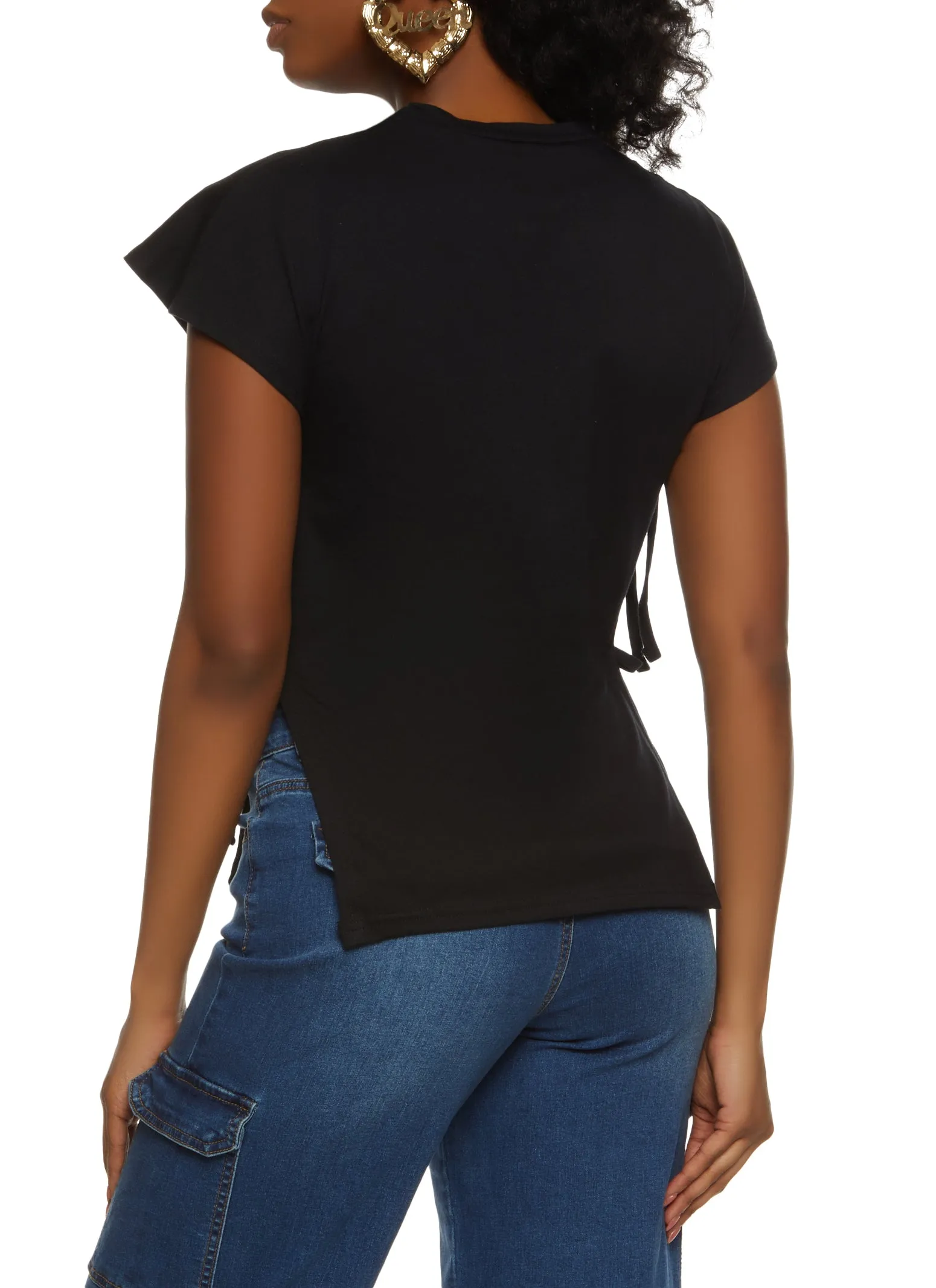 Black Mixed With Glitter Graphic Top sold by Rainbow product image thumbnail 2