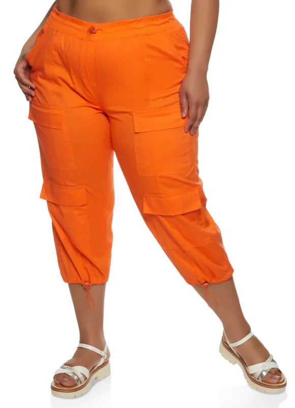 Plus Size Poplin Drawstring Capri Pants sold by Rainbow