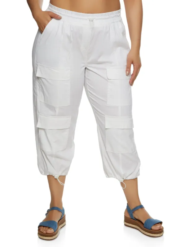 Plus Size Poplin Drawstring Capri Pants sold by Rainbow