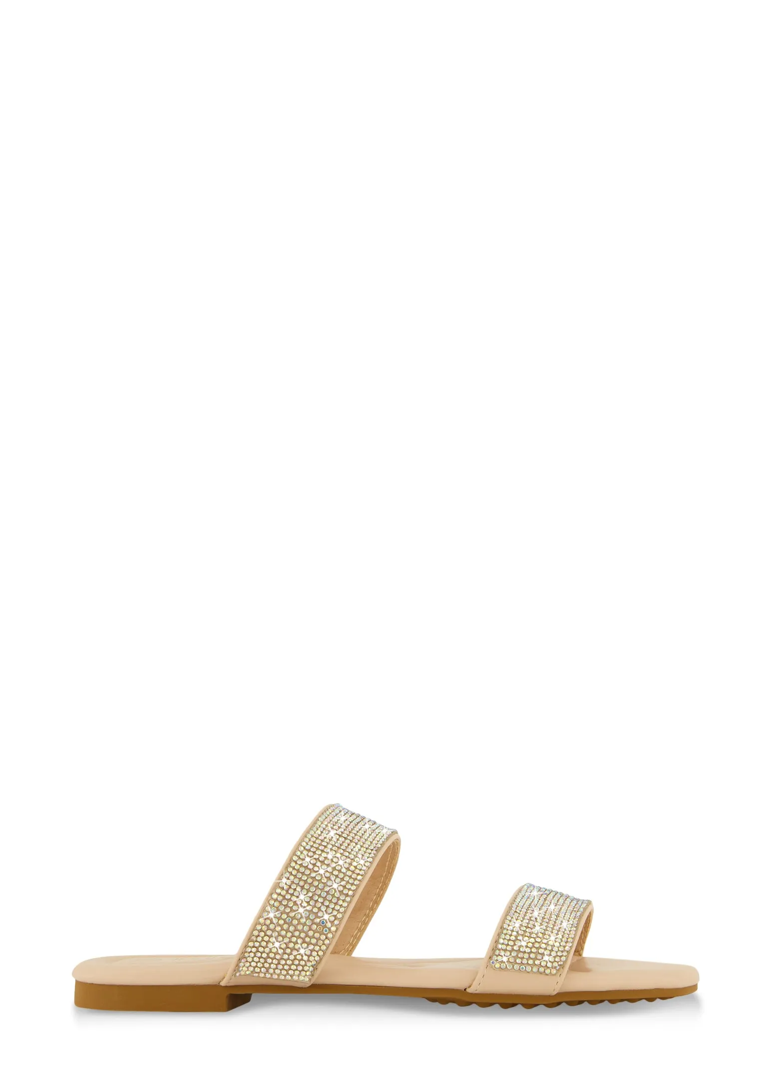 Double Rhinestone Band Open Toe Slide Sandals sold by Rainbow product image thumbnail 2
