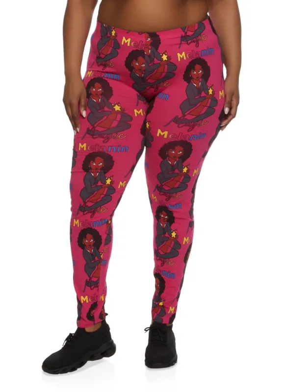 Plus Size High Waist Melanin Graphic Leggings sold by Rainbow