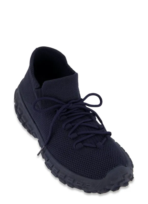 Solid Textured Knit Lace Up Athletic Sneakers sold by Rainbow