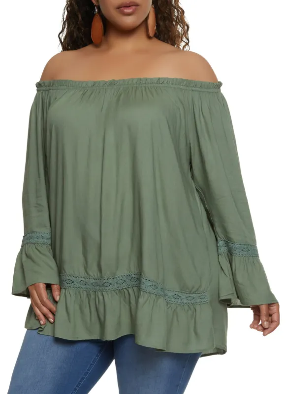 Plus Size Off the Shoulder Peasant Blouse sold by Rainbow
