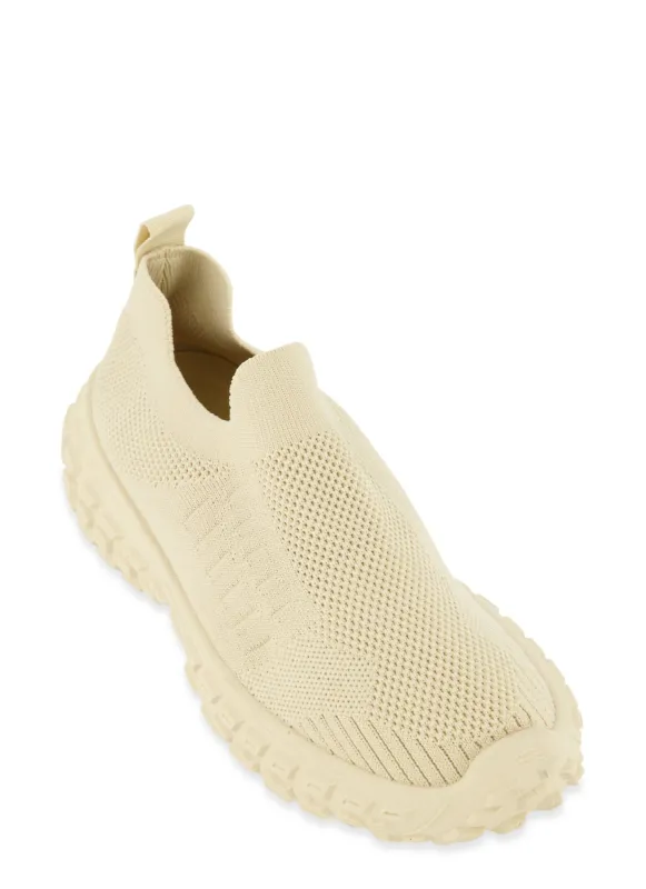 Textured Knit Stretch Slip On Sneakers sold by Rainbow