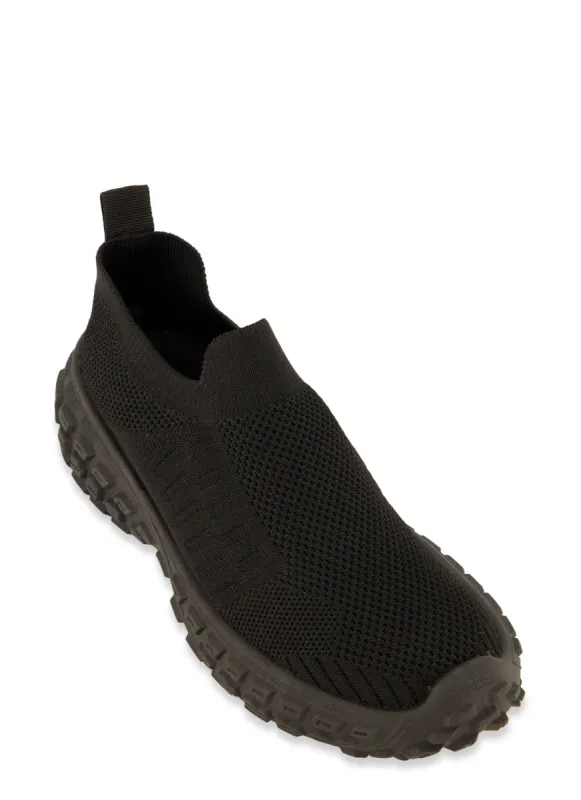 Textured Knit Stretch Slip On Sneakers sold by Rainbow