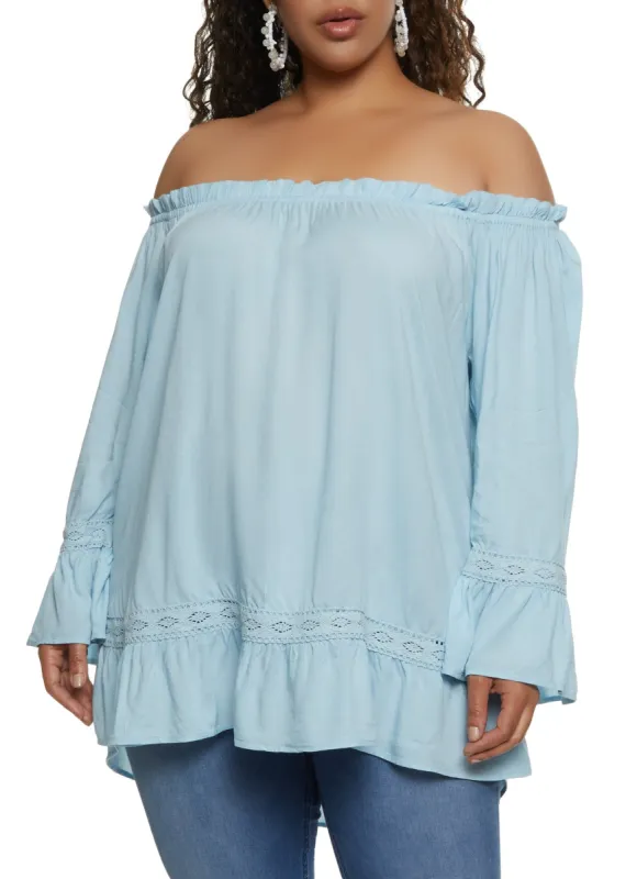 Plus Size Off the Shoulder Peasant Blouse sold by Rainbow