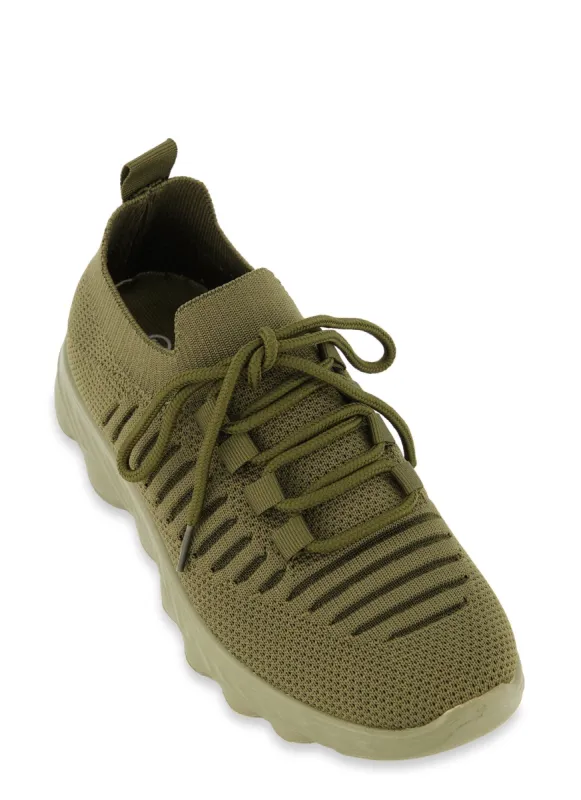 Textured Knit Lace Up Slip On Sneakers sold by Rainbow