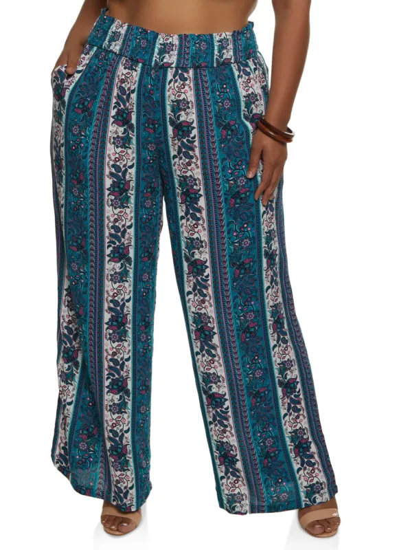 Plus Size Boho Print Palazzo Pants sold by Rainbow