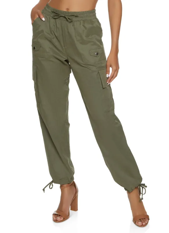 Nylon Drawstring Tie Hem Cargo Pants sold by Rainbow