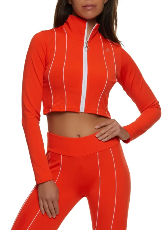 Contrast Pintuck Detail Cropped Track Jacket sold by Rainbow