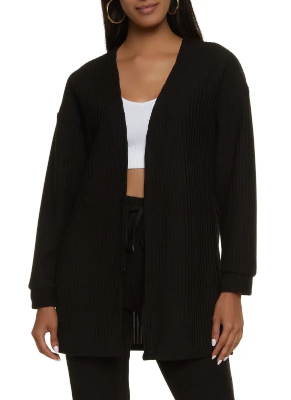 Solid Ribbed Knit Cardigan sold by Rainbow