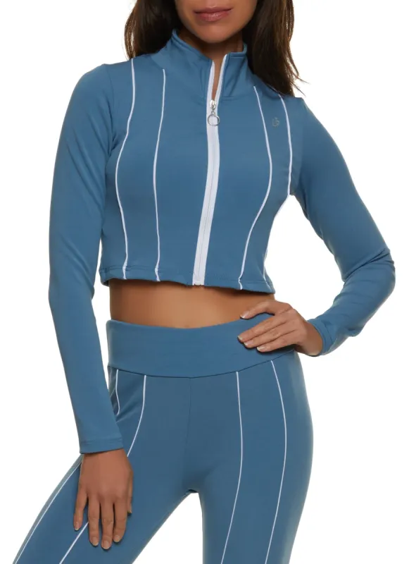 Contrast Pintuck Detail Cropped Track Jacket sold by Rainbow