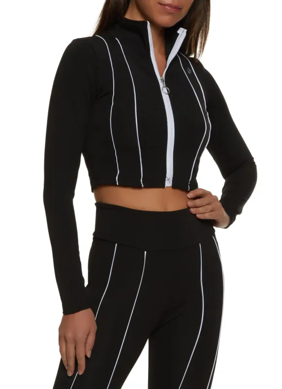 Contrast Pintuck Detail Cropped Track Jacket sold by Rainbow