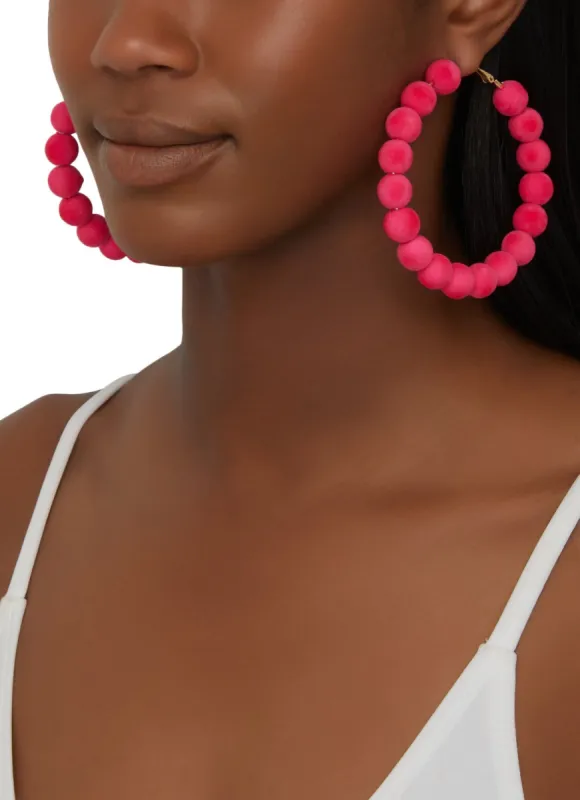 Velvet Beaded Hoop Earrings sold by Rainbow