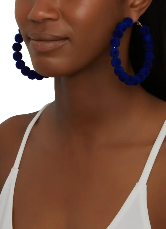 Velvet Beaded Hoop Earrings sold by Rainbow