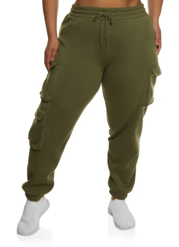 Plus Size Fleece Cargo Pocket Sweatpants made by Rainbow