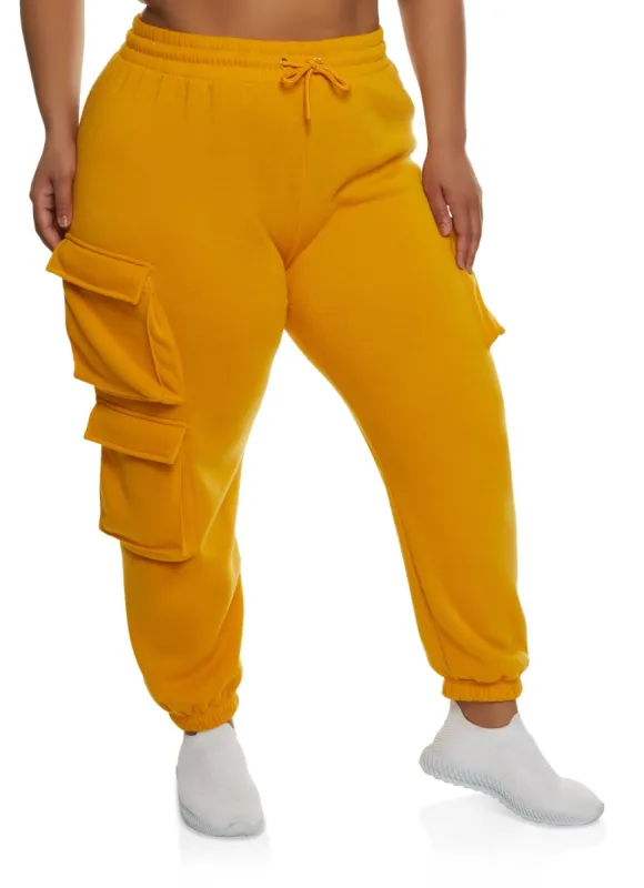 Plus Size Fleece Cargo Pocket Sweatpants sold by Rainbow
