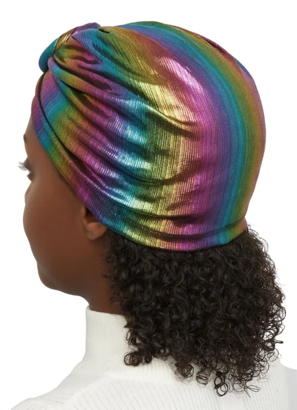 Metallic Rainbow Turban Head Wrap sold by Rainbow
