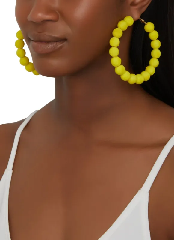 Velvet Beaded Hoop Earrings sold by Rainbow