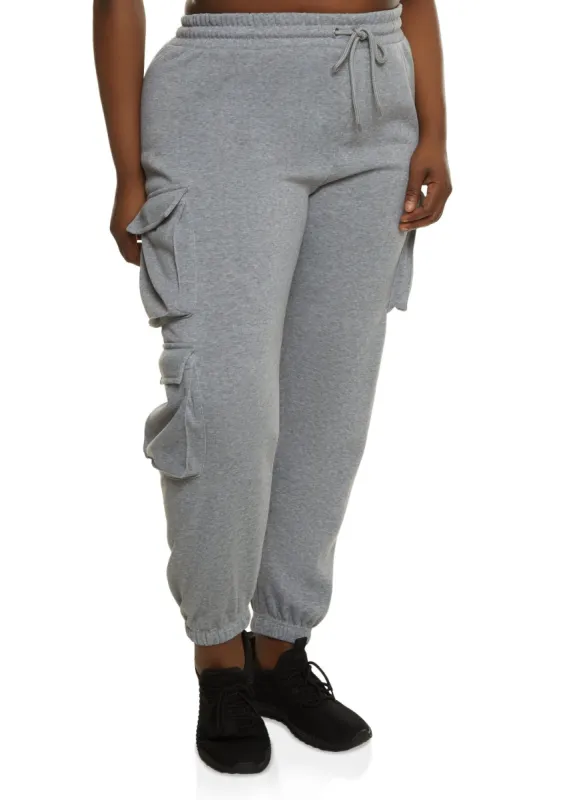 Plus Size Fleece Cargo Pocket Sweatpants sold by Rainbow