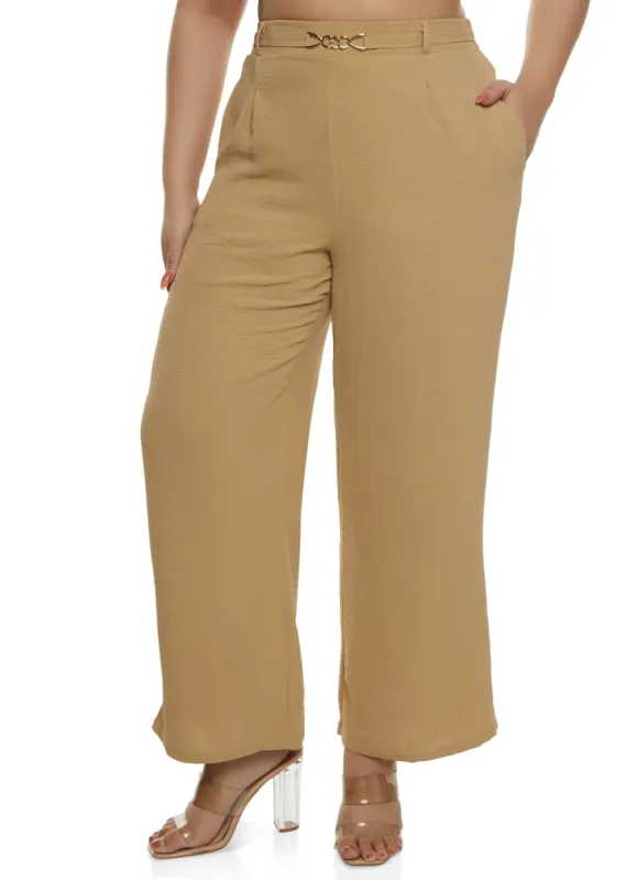 Plus Size Airy Chain Detail Wide Leg Pants sold by Rainbow