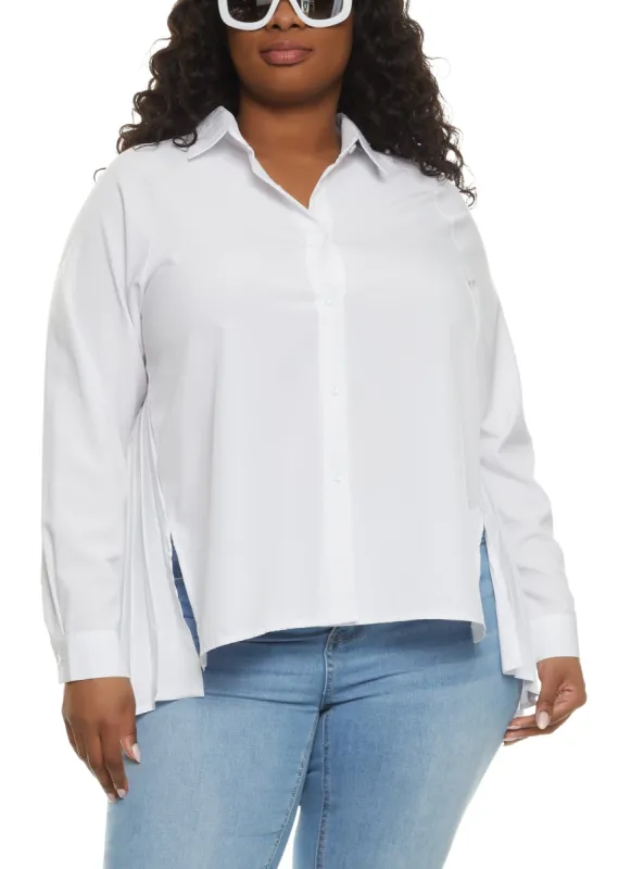 Plus Size Accordion Pleat Long Sleeve Shirt sold by Rainbow