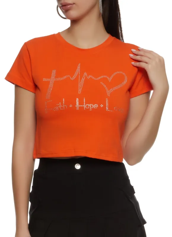 Faith Hope Love Rhinestone Graphic Tee sold by Rainbow