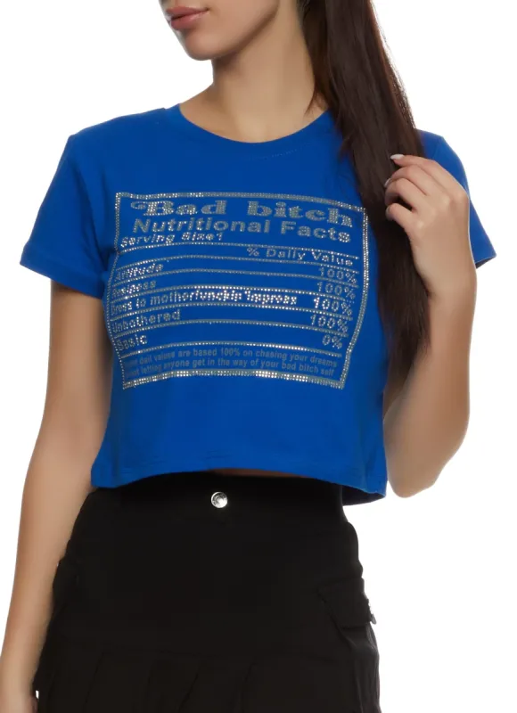Nutritional Facts Rhinestone Graphic Tee sold by Rainbow