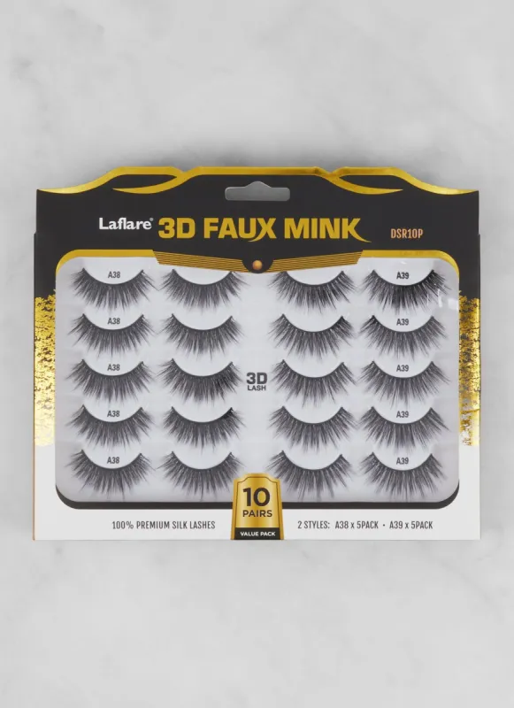 3D Faux Mink Lashes 10 Pair Pack sold by Rainbow