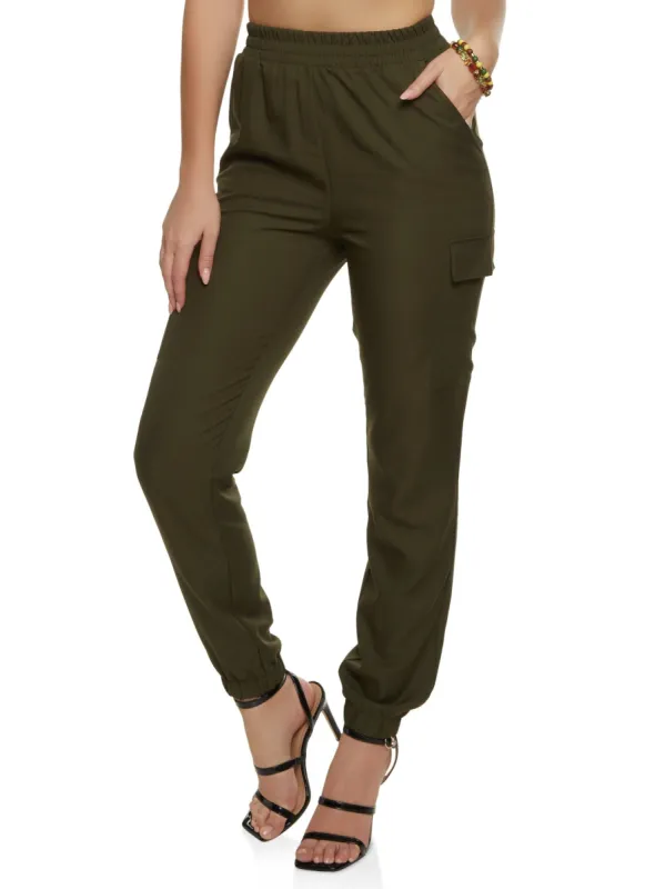 Crepe Knit Cargo Pocket Jogger sold by Rainbow