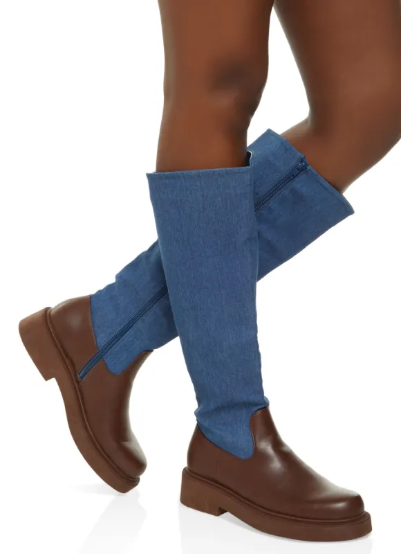 Round Toe Color Block Tall Boots sold by Rainbow