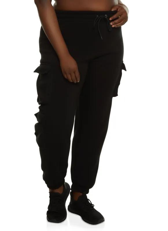 Plus Size Fleece Cargo Pocket Sweatpants sold by Rainbow
