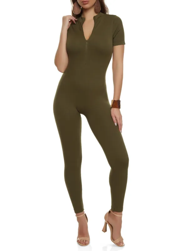 Seamless Zip Neck Catsuit sold by Rainbow