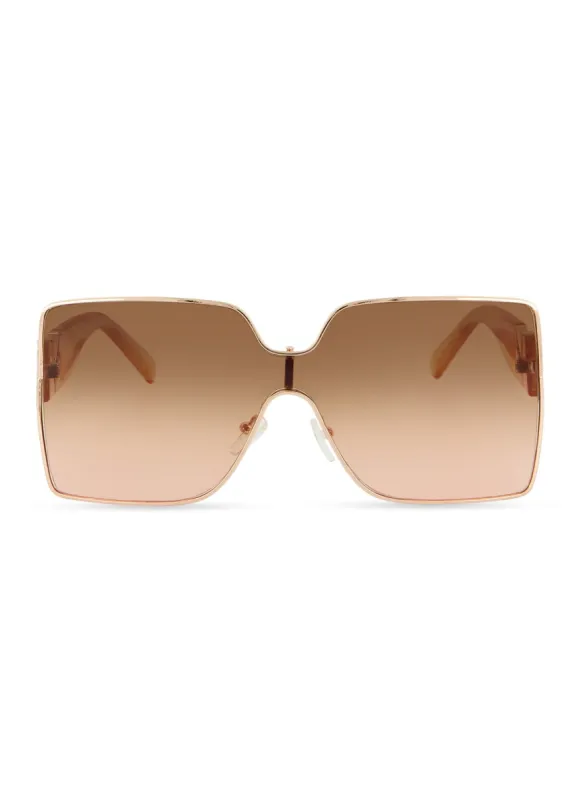 Oversize Metallic Rim Shield Sunglasses sold by Rainbow