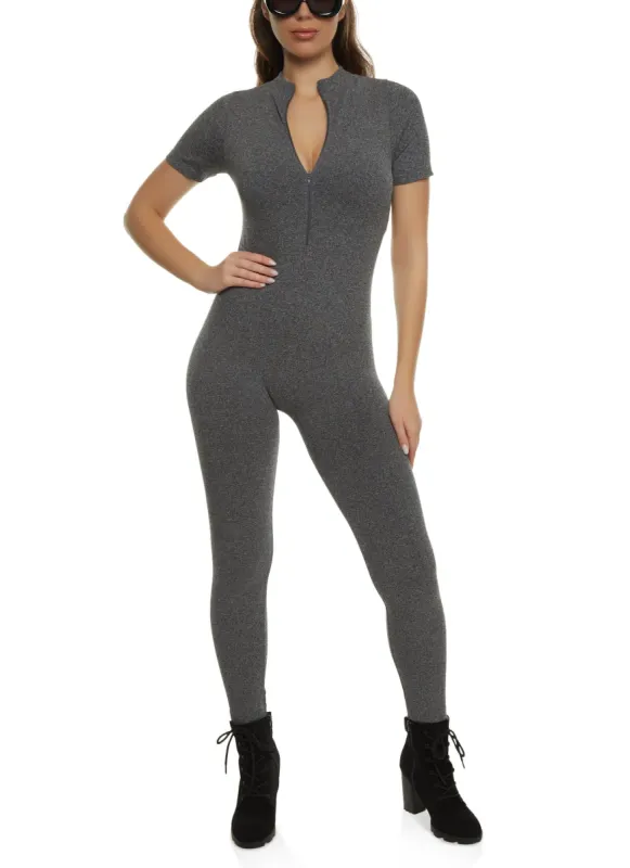 Seamless Zip Neck Catsuit sold by Rainbow