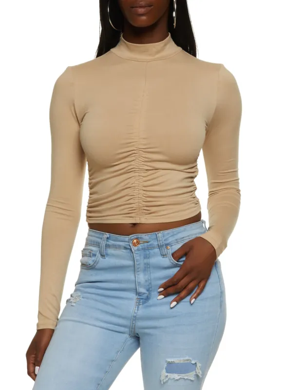 Ruched Front Mock Neck Top sold by Rainbow