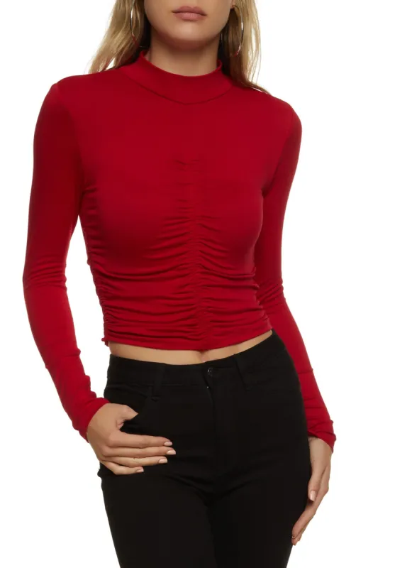 Ruched Front Mock Neck Top sold by Rainbow