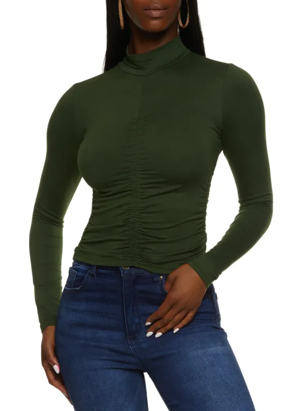 Ruched Front Mock Neck Top sold by Rainbow