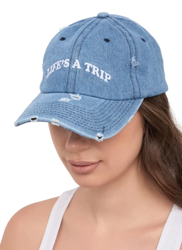 Graphic Distressed Baseball Hat sold by Rainbow