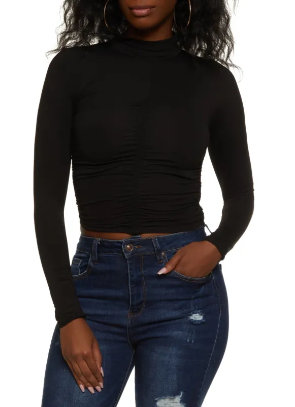 Ruched Front Mock Neck Top sold by Rainbow