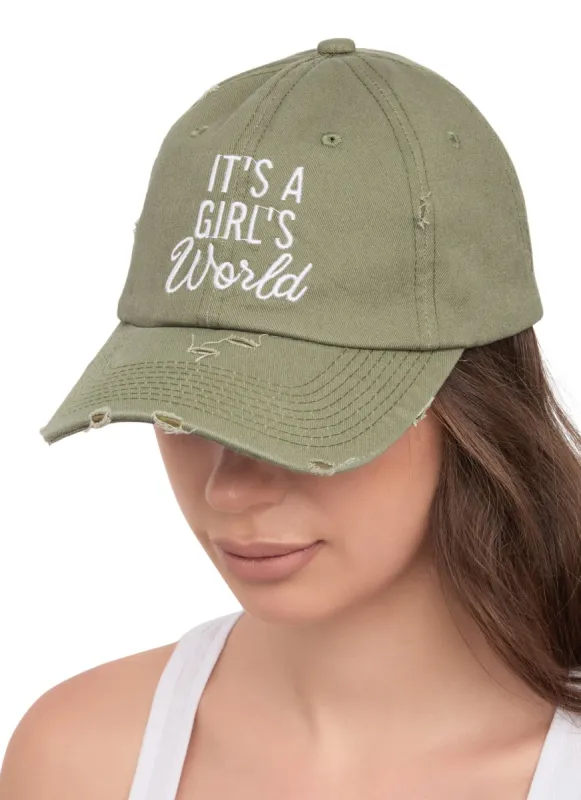 Distressed Embroidered Graphic Baseball Hat sold by Rainbow
