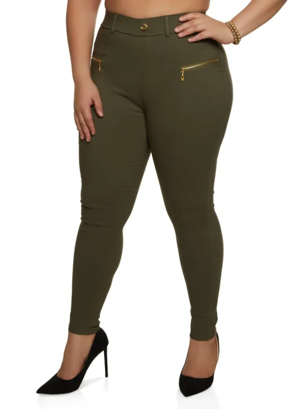 Plus Size Zip Detail Hyperstretch Pants sold by Rainbow
